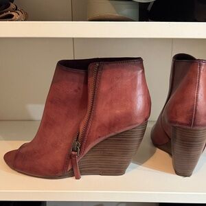 BC Footwear Red Peep-Toe Ankle Booties